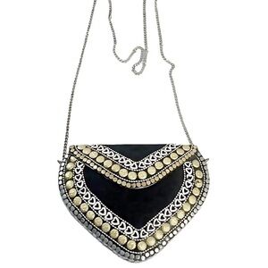 Ramla New Handcrafted Mosaic Heart Shaped Handbag Clutch Chain Shoulder Bag